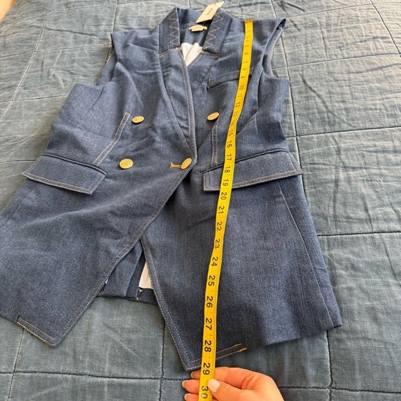 NWT Jason Wu Denim Set Vest Flare Pants Size Medium/10 - Picture 2 of 16
